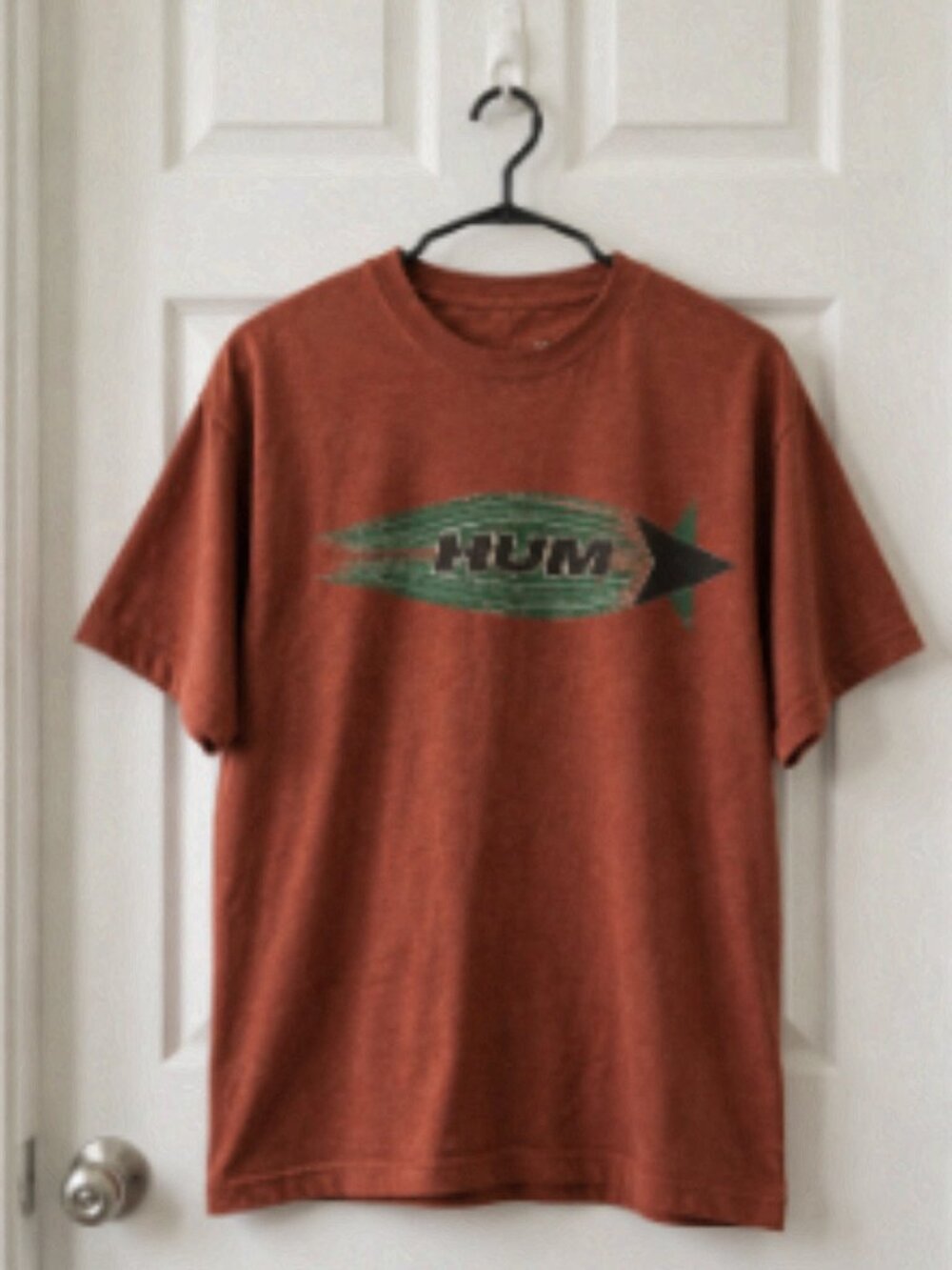 Vintage Hum Band Graphic Rust Red T-Shirt Alternative Rock Tee